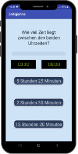 AphasiaAid Zeitspannen-Übung - Aphasie-Reha-App zum Berechnen von Zeitintervallen zur Verbesserung alltäglicher Planungsfähigkeiten