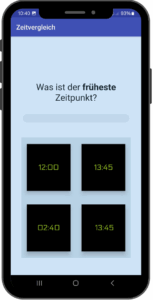 AphasiaAid Zeitvergleich-Übung - kognitives Training für Schlaganfall-Patienten zum Vergleichen von Uhrzeiten und Stärkung zeitlichen Denkens
