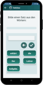 Nutzer ordnen Wörter zu sinnvollen Sätzen – stärkt Grammatik, Sprachfluss und Textverständnis.